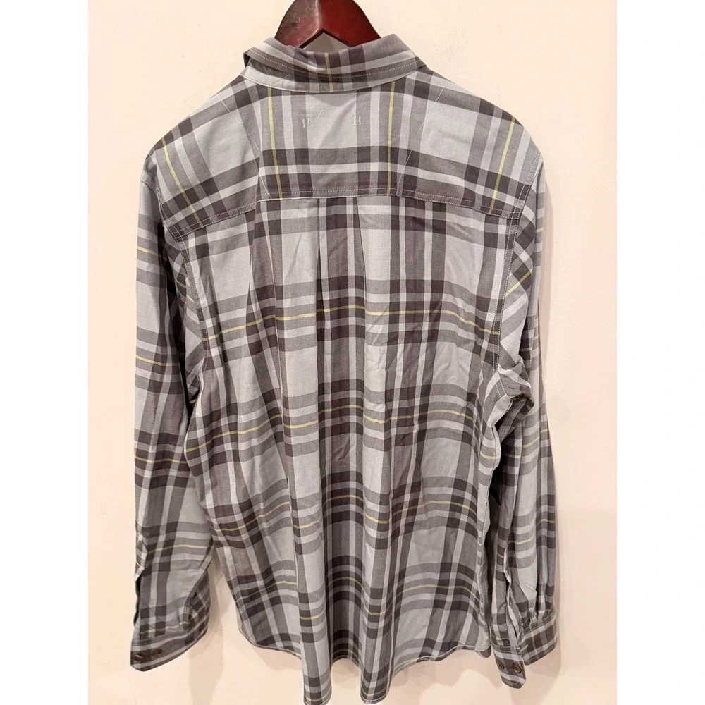The North Face Mens XL Grey Plaid Long Sleeve Button Down Hiking Shirt PV 625364
